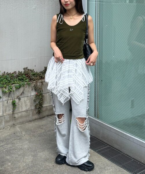 CIAOPANIC（チャオパニック）の「ベロアタンクトップ（キャミソール・レディース・グレー/ブラウン/カーキ・ONE SIZE）」の15枚目の写真