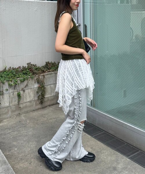 CIAOPANIC（チャオパニック）の「ベロアタンクトップ（キャミソール・レディース・グレー/ブラウン/カーキ・ONE SIZE）」の16枚目の写真