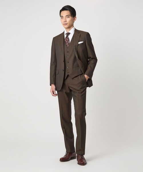 green label relaxing（グリーンレーベルリラクシング）の「REDA サージ スリム ノープリーツ スーツパンツ（スーツパンツ・メンズ・ダークブラウン/ネイビー/ブラック/ダークグレー・80/76/84/88/72/92）」の7枚目の写真