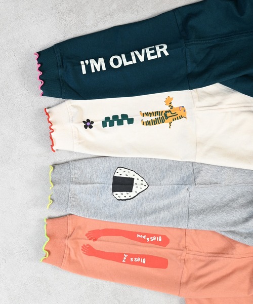 MARKEY'S（マーキーズ）の「ソデリブビッグロンＴ/前後プリント（Tシャツ/カットソー・キッズ・オフホワイト/オレンジ/グリーン/杢グレー・100/140/130/110/90/80/120/150）」の7枚目の写真