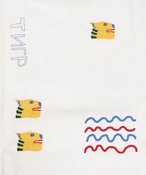 MARKEY'S（マーキーズ）の「ソデリブビッグロンＴ/前後プリント（Tシャツ/カットソー・キッズ・オフホワイト/オレンジ/グリーン/杢グレー・100/140/130/110/90/80/120/150）」の12枚目の写真