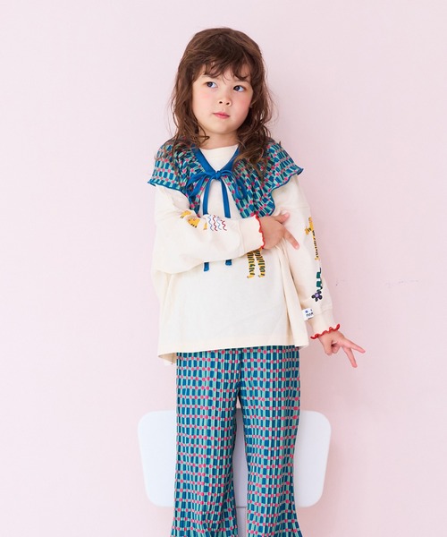 MARKEY'S（マーキーズ）の「ソデリブビッグロンＴ/前後プリント（Tシャツ/カットソー・キッズ・オフホワイト/オレンジ/グリーン/杢グレー・100/140/130/110/90/80/120/150）」の16枚目の写真