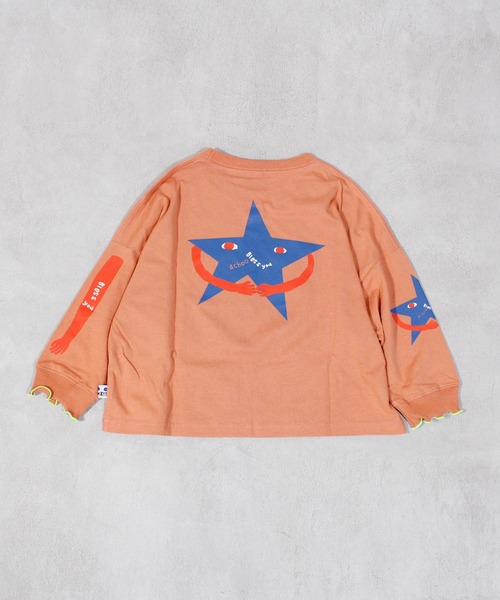 MARKEY'S（マーキーズ）の「ソデリブビッグロンＴ/前後プリント（Tシャツ/カットソー・キッズ・オフホワイト/オレンジ/グリーン/杢グレー・100/140/130/110/90/80/120/150）」の21枚目の写真