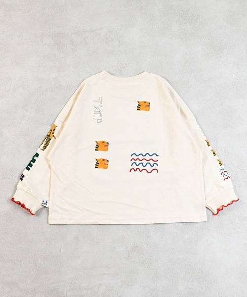 MARKEY'S（マーキーズ）の「ソデリブビッグロンＴ/前後プリント（Tシャツ/カットソー・キッズ・オフホワイト/オレンジ/グリーン/杢グレー・100/140/130/110/90/80/120/150）」の10枚目の写真