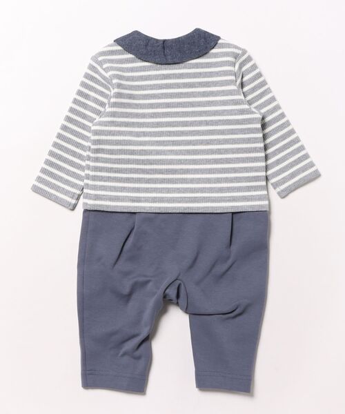 HAKKA BABY（ハッカベビー）の「[ベビー]ボーダーカノコ長袖カバーオール（ロンパース・キッズ・ネイビー・70cm/60cm）」の2枚目の写真