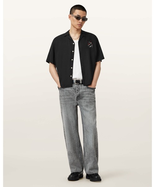 ALLSAINTS(オールセインツ)の「FUNGI EMBROIDERED SHORT SLEEVE SHIRT | FUNGI 刺繍 半袖 シャツ(シャツ/ブラウス・メンズ・ブラック・S/M/L/XS)」の3枚目の写真