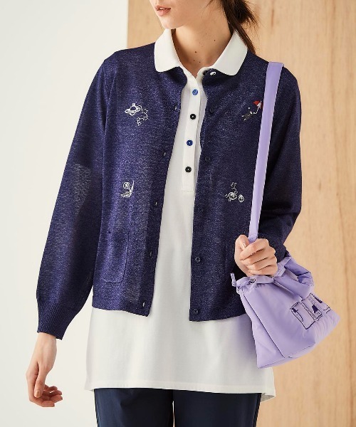 ラメニット刺繍カーディガン