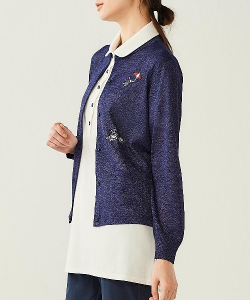 Picone CLUB(ピッコーネクラブ)の「ラメニット刺繍カーディガン(カーディガン/ボレロ・レディース・ベージュ/ネイビー/ライトグレー・S/M)」の14枚目の写真