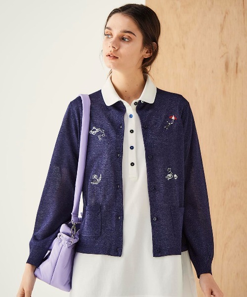 Picone CLUB(ピッコーネクラブ)の「ラメニット刺繍カーディガン(カーディガン/ボレロ・レディース・ベージュ/ネイビー/ライトグレー・S/M)」の18枚目の写真