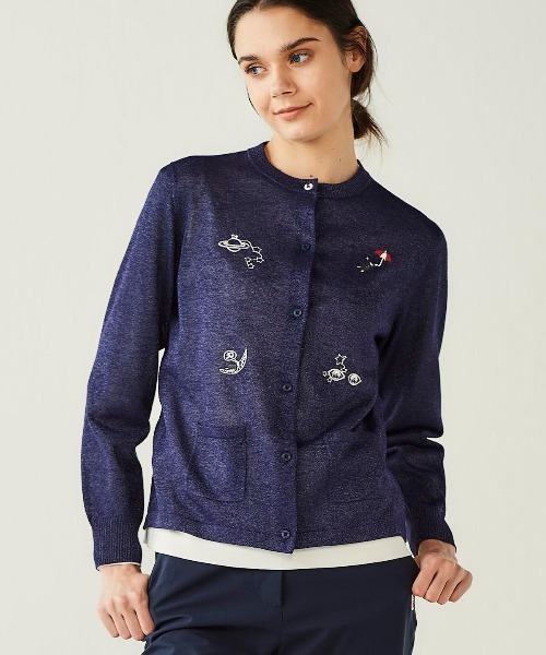 Picone CLUB(ピッコーネクラブ)の「ラメニット刺繍カーディガン(カーディガン/ボレロ・レディース・ベージュ/ネイビー/ライトグレー・S/M)」の11枚目の写真