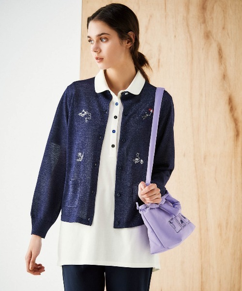 Picone CLUB(ピッコーネクラブ)の「ラメニット刺繍カーディガン(カーディガン/ボレロ・レディース・ベージュ/ネイビー/ライトグレー・S/M)」の21枚目の写真