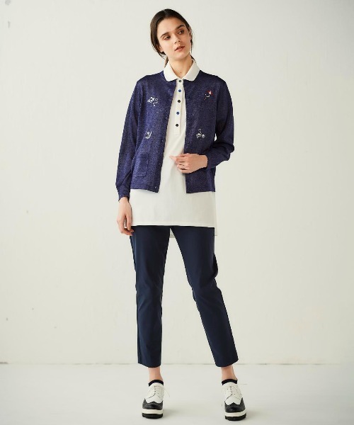 Picone CLUB(ピッコーネクラブ)の「ラメニット刺繍カーディガン(カーディガン/ボレロ・レディース・ベージュ/ネイビー/ライトグレー・S/M)」の8枚目の写真