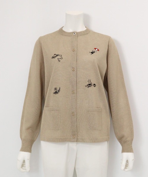 Picone CLUB(ピッコーネクラブ)の「ラメニット刺繍カーディガン(カーディガン/ボレロ・レディース・ベージュ/ネイビー/ライトグレー・S/M)」の13枚目の写真