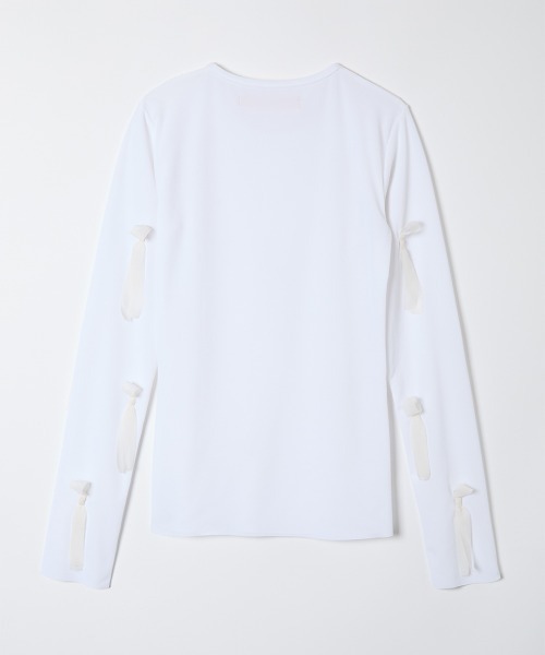 leinwande(ラインヴァンド)の「Fortune Ribbon Top / フォーチュンリボントップ(シャツ/ブラウス・レディース・ブラック/ホワイト・ONE SIZE)」の6枚目の写真
