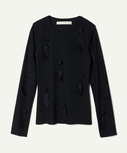 leinwande(ラインヴァンド)の「Fortune Ribbon Top / フォーチュンリボントップ(シャツ/ブラウス・レディース・ブラック/ホワイト・ONE SIZE)」の12枚目の写真