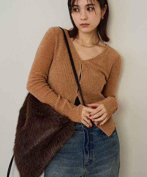 Omekashi（オメカシ）の「ファーナップサック（バックパック/リュック・レディース・ブラウン/ベージュ・FREE）」の3枚目の写真