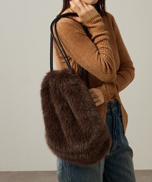 Omekashi（オメカシ）の「ファーナップサック（バックパック/リュック・レディース・ブラウン/ベージュ・FREE）」の4枚目の写真