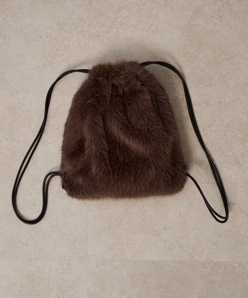 Omekashi（オメカシ）の「ファーナップサック（バックパック/リュック・レディース・ブラウン/ベージュ・FREE）」の5枚目の写真