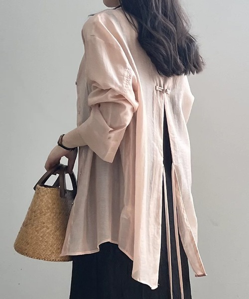 Beststore(ベストストア)の「シアーシャツ ブラウス バックデザイン(シャツ/ブラウス・レディース・イエロー/ブルー/ブラック/アイボリー/ピンク・FREE)」の5枚目の写真