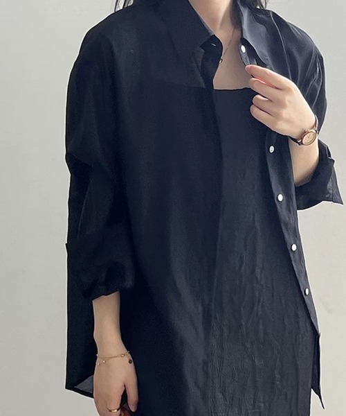 Beststore(ベストストア)の「シアーシャツ ブラウス バックデザイン(シャツ/ブラウス・レディース・イエロー/ブルー/ブラック/アイボリー/ピンク・FREE)」の3枚目の写真