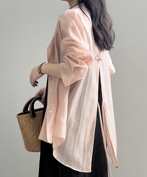 Beststore(ベストストア)の「シアーシャツ ブラウス バックデザイン(シャツ/ブラウス・レディース・イエロー/ブルー/ブラック/アイボリー/ピンク・FREE)」の7枚目の写真