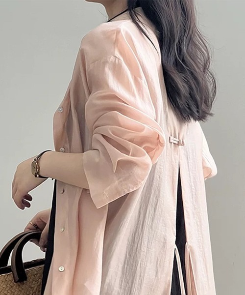 Beststore(ベストストア)の「シアーシャツ ブラウス バックデザイン(シャツ/ブラウス・レディース・イエロー/ブルー/ブラック/アイボリー/ピンク・FREE)」の8枚目の写真
