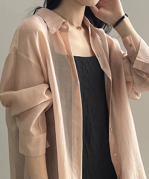 Beststore(ベストストア)の「シアーシャツ ブラウス バックデザイン(シャツ/ブラウス・レディース・イエロー/ブルー/ブラック/アイボリー/ピンク・FREE)」の9枚目の写真