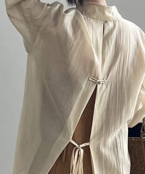 Beststore(ベストストア)の「シアーシャツ ブラウス バックデザイン(シャツ/ブラウス・レディース・イエロー/ブルー/ブラック/アイボリー/ピンク・FREE)」の16枚目の写真
