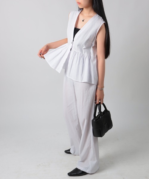 セール】ペプラムベスト&ワイドパンツ セットアップ（セットアップ