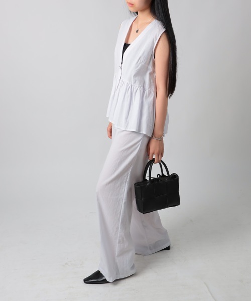 セール】ペプラムベスト&ワイドパンツ セットアップ（セットアップ