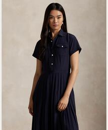 美品ポロ ラルフローレン クレープ シャツドレス ロングシャツ