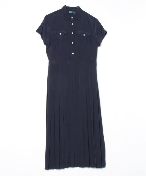 シルク クレープ プリーテッド シャツドレス（シャツワンピース