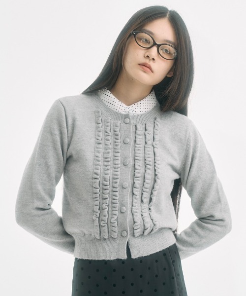 風＿　フーアンダーバー　素敵な黒フリル装飾カーディガンボレロ 風＿ フーアンダーバー 素敵な黒フリル装飾カーディガンボレロ