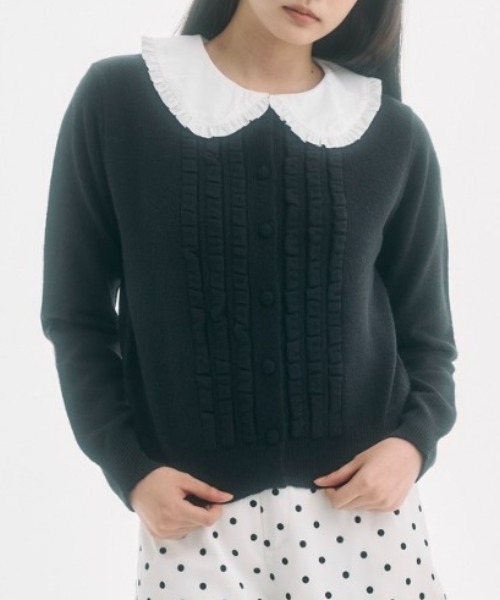 FEKETE（フェケテ）の「knit frill cardigan / ニットフリル