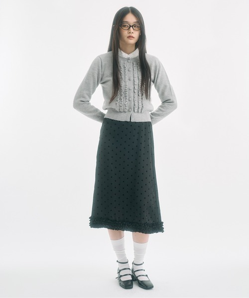 FEKETE（フェケテ）の「knit frill cardigan / ニットフリルカーディガン（カーディガン/ボレロ・レディース・ブラック/ネイビー/グレー・SMALL/LARGE/MEDIUM）」の12枚目の写真