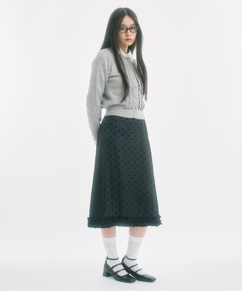 FEKETE（フェケテ）の「knit frill cardigan / ニットフリル