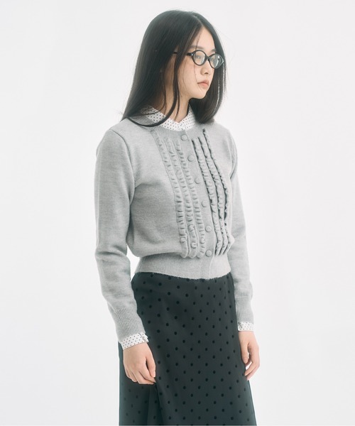 セール】knit frill cardigan / ニットフリルカーディガン