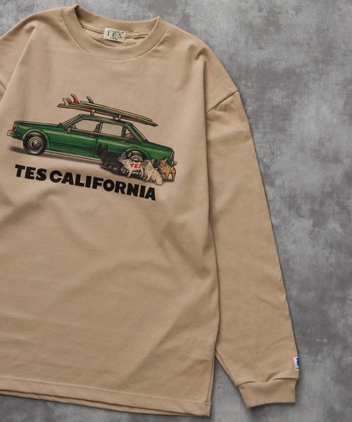The Endless Summer(エンドレスサマー)の「TES 4 BUHI CHASING THE WAVES LONG SLEEVE T-SHIRT / ロンT(Tシャツ/カットソー・メンズ・ホワイト/ベージュ/グリーン系その他3/グレー・SMALL/MEDIUM/LARGE/X-LARGE/XX-LARGE)」の3枚目の写真