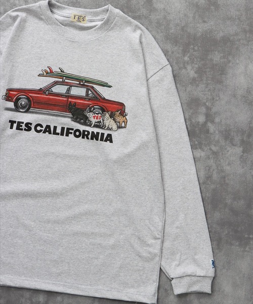 The Endless Summer(エンドレスサマー)の「TES 4 BUHI CHASING THE WAVES LONG SLEEVE T-SHIRT / ロンT(Tシャツ/カットソー・メンズ・ホワイト/ベージュ/グリーン系その他3/グレー・SMALL/MEDIUM/LARGE/X-LARGE/XX-LARGE)」の2枚目の写真
