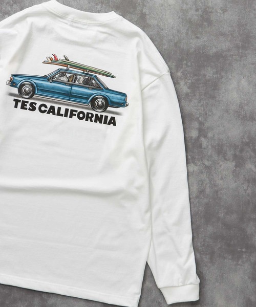The Endless Summer(エンドレスサマー)の「TES 4 BUHI CHASING THE WAVES LONG SLEEVE T-SHIRT / ロンT(Tシャツ/カットソー・メンズ・ホワイト/ベージュ/グリーン系その他3/グレー・SMALL/MEDIUM/LARGE/X-LARGE/XX-LARGE)」の1枚目の写真