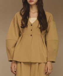 OLUN(I)Cocoon peplum cardigan/RN[yvJ[fBK(J[fBK/{)