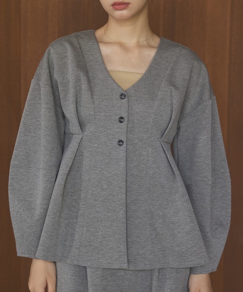 OLUN コクーンペプラムカーディガンズボンセット OLUN カーディガン Cocoon peplum cardigan/コクーンペプラム