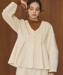 OLUN(I)Cocoon peplum cardigan/RN[yvJ[fBK(J[fBK/{)