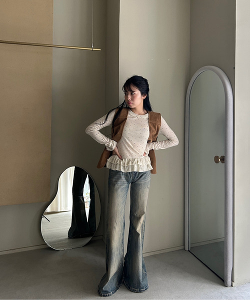 Fano Studios（ファノ ストゥディオズ）の「ヴィンテージ風 フェイクスエード Vネックベスト FQ25W039【Fano Studios】【2025AW】（ベスト・レディース・ブラウン・S/M/L）」の10枚目の写真