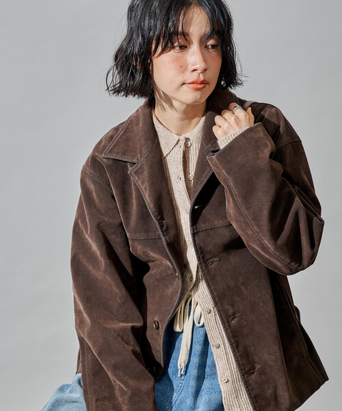 FREAK'S STORE(フリークスストア)の「レザレット スエードライクジャケット(ブルゾン・レディース・キャメル/ブラウン・フリ-)」の12枚目の写真