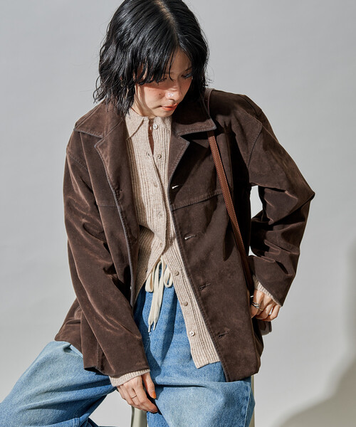 FREAK'S STORE(フリークスストア)の「レザレット スエードライクジャケット(ブルゾン・レディース・キャメル/ブラウン・フリ-)」の14枚目の写真