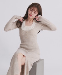fupel(t؃)shirt doking knit onepiece / VchbLOjbgs[X(s[X)
