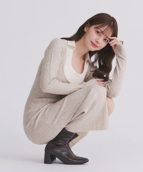 fupel(フぺル)の「shirt doking knit onepiece / シャツドッキングニットワンピース(ワンピース・レディース・ベージュ/グレー・FREE)」の17枚目の写真