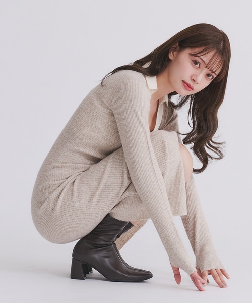 fupel(フぺル)の「shirt doking knit onepiece / シャツドッキングニットワンピース(ワンピース・レディース・ベージュ/グレー・FREE)」の18枚目の写真
