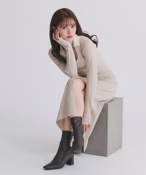 fupel(フぺル)の「shirt doking knit onepiece / シャツドッキングニットワンピース(ワンピース・レディース・ベージュ/グレー・FREE)」の11枚目の写真